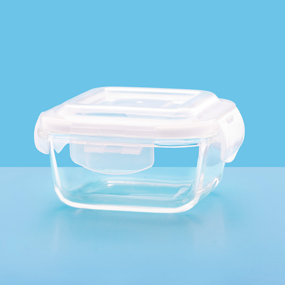 Borosil Klip N Store Square Glass Container (320 ml)