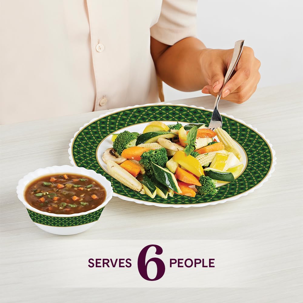 Larah by Borosil Yuri Opalware Dinner Set (27 Pieces)