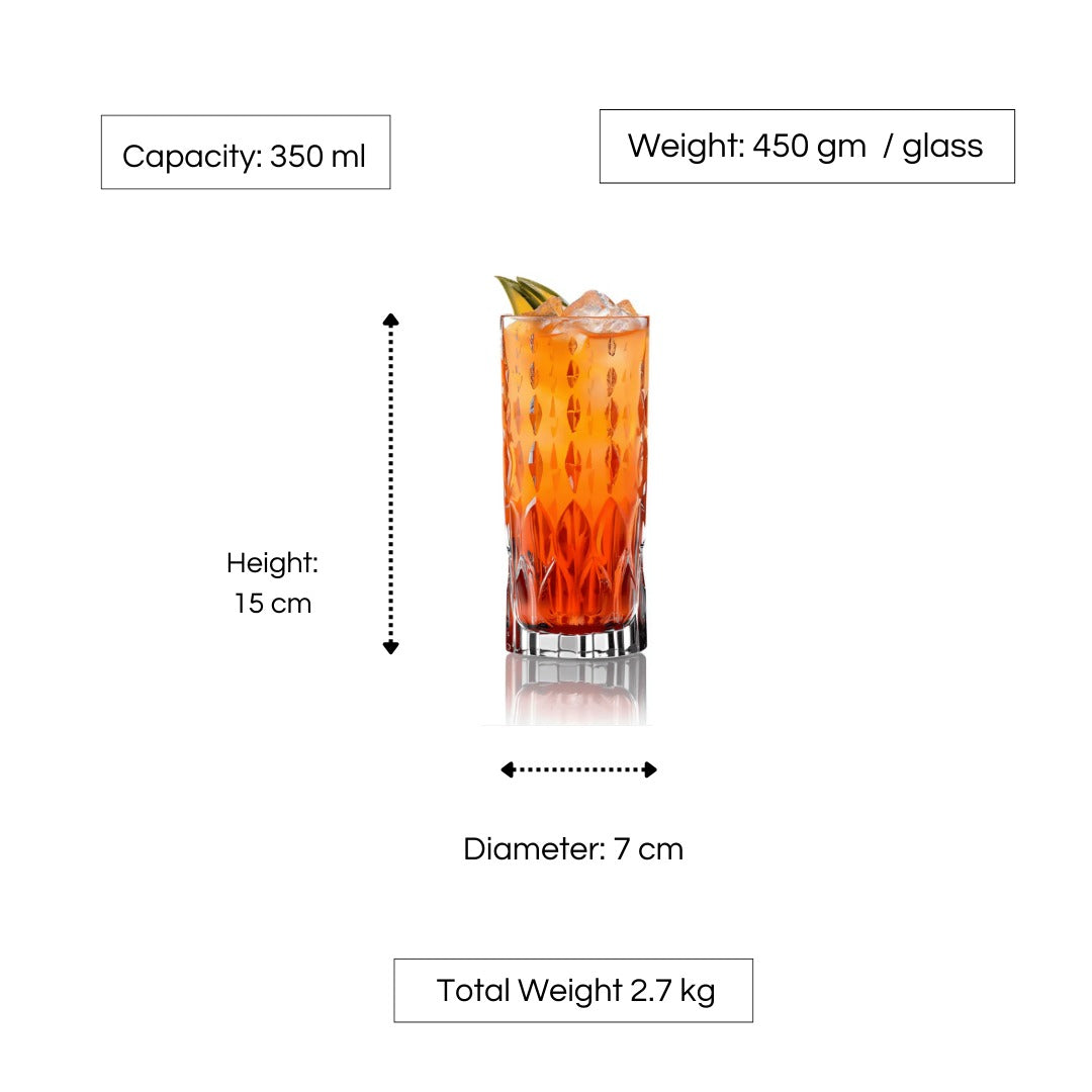 RCR Marilyn Highball Glasses, Set of 6 (350 ml)