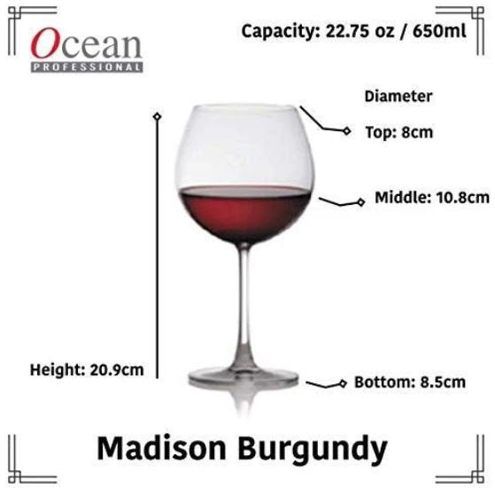 Ocean Madison Burgundy Glass (650ml)