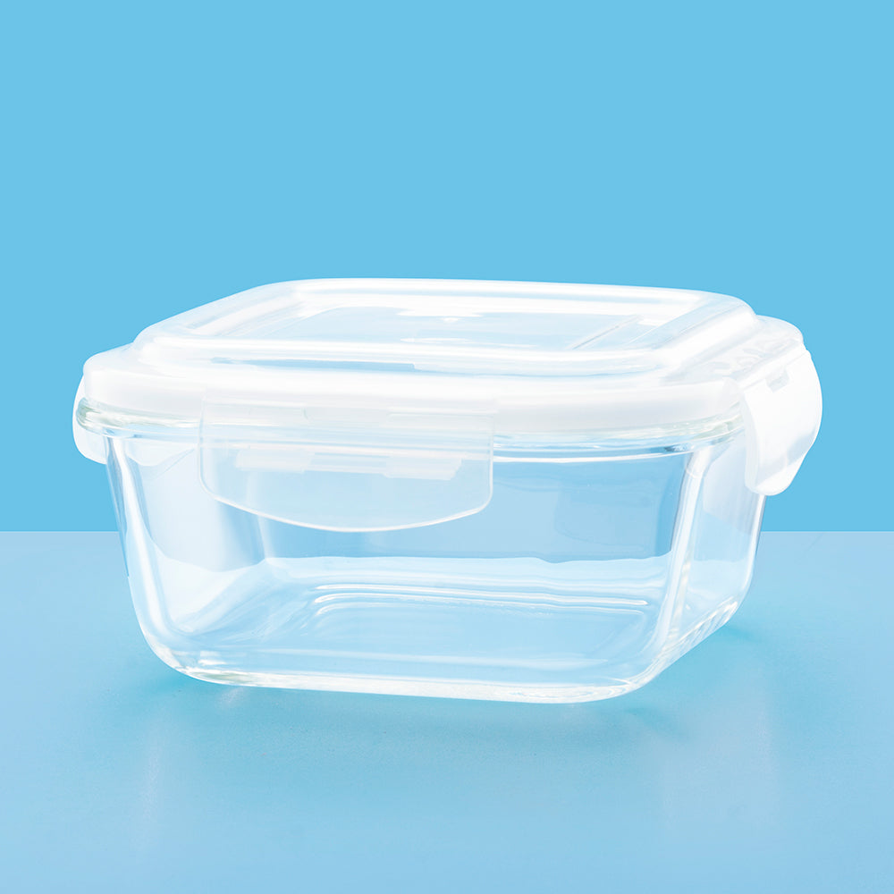 Borosil Klip N Store Square Glass Container (520 ml)