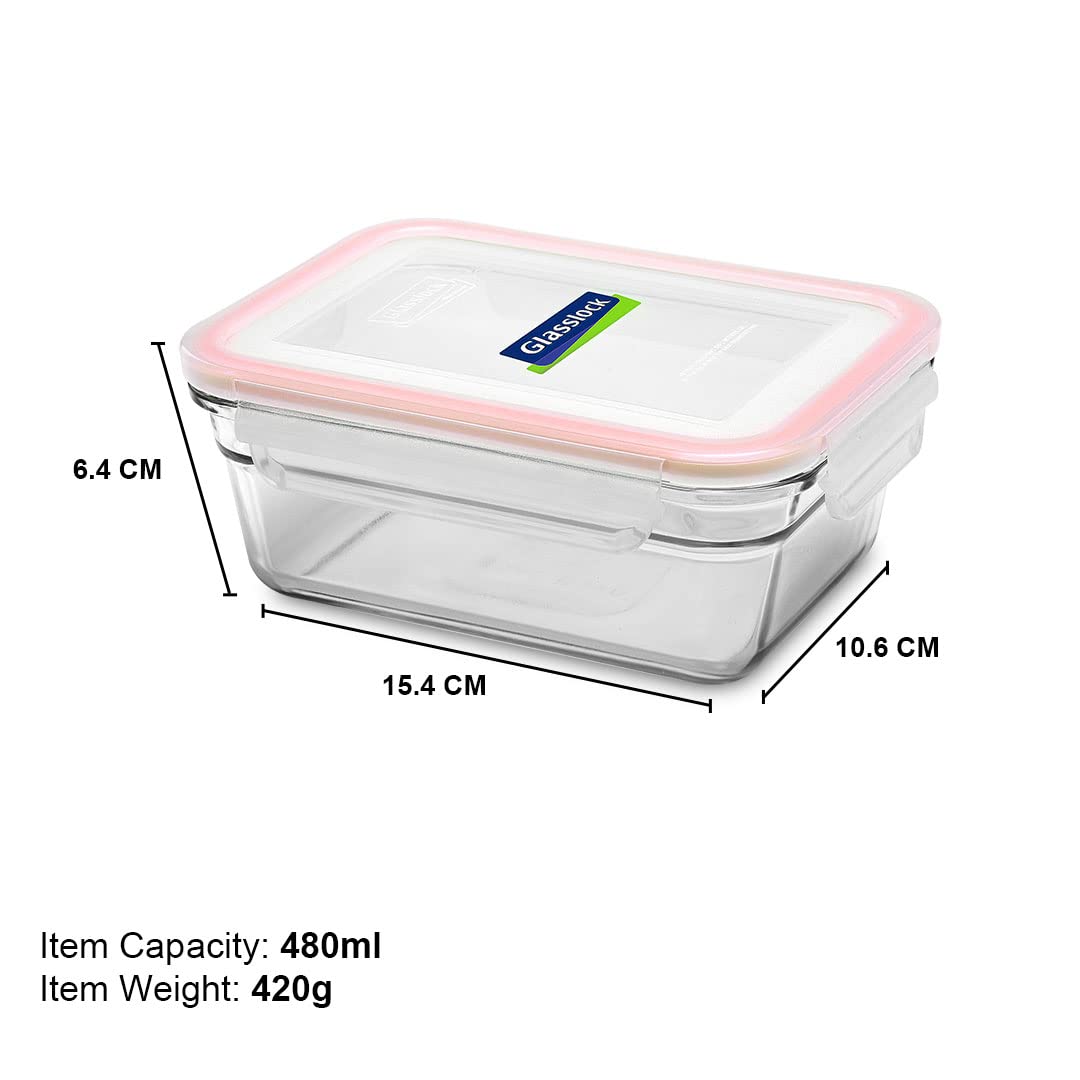 Glasslock Ring Taper Rectangle Glass Container (480 ml)