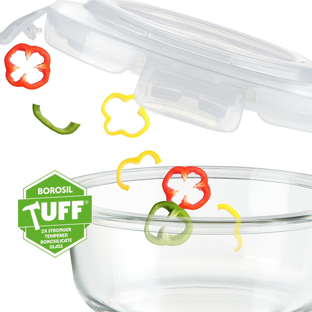 Borosil Klip N Store Round Glass Container (320 ml)