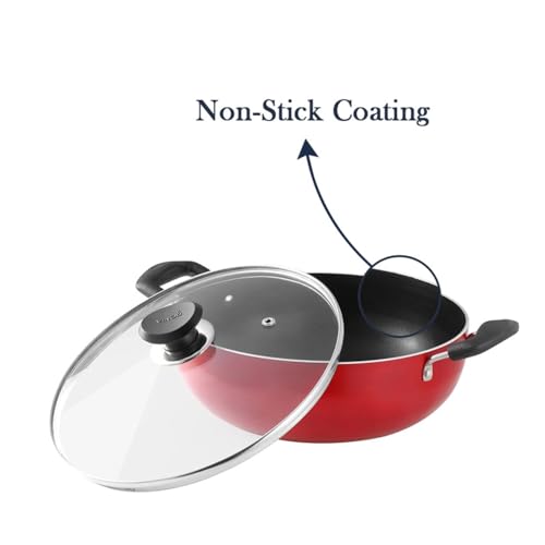 Vinod Zest Inducto Non-Stick Deep Kadhai with Glass Lid (2.6 L)