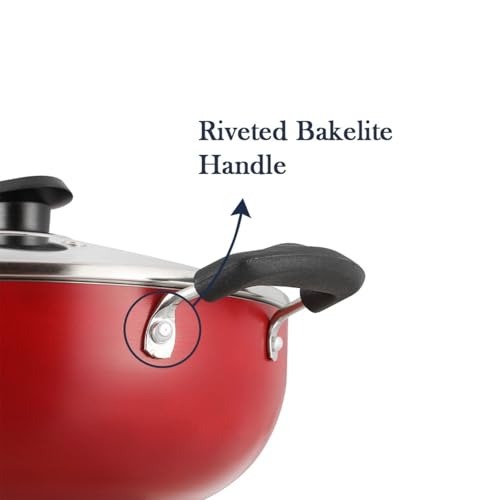 Vinod Zest Inducto Non-Stick Deep Kadhai with Glass Lid (5.5 L)