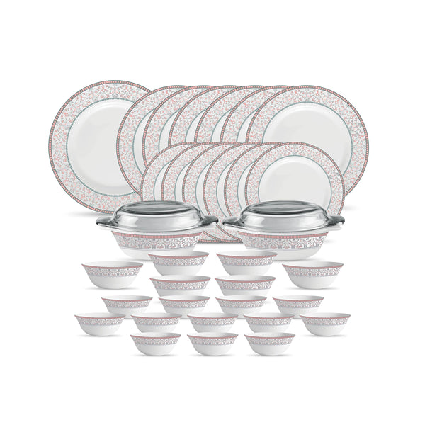 La Opala Diva Sovrana Moroccan Pink Opalware Dinner Set (35 Pieces)