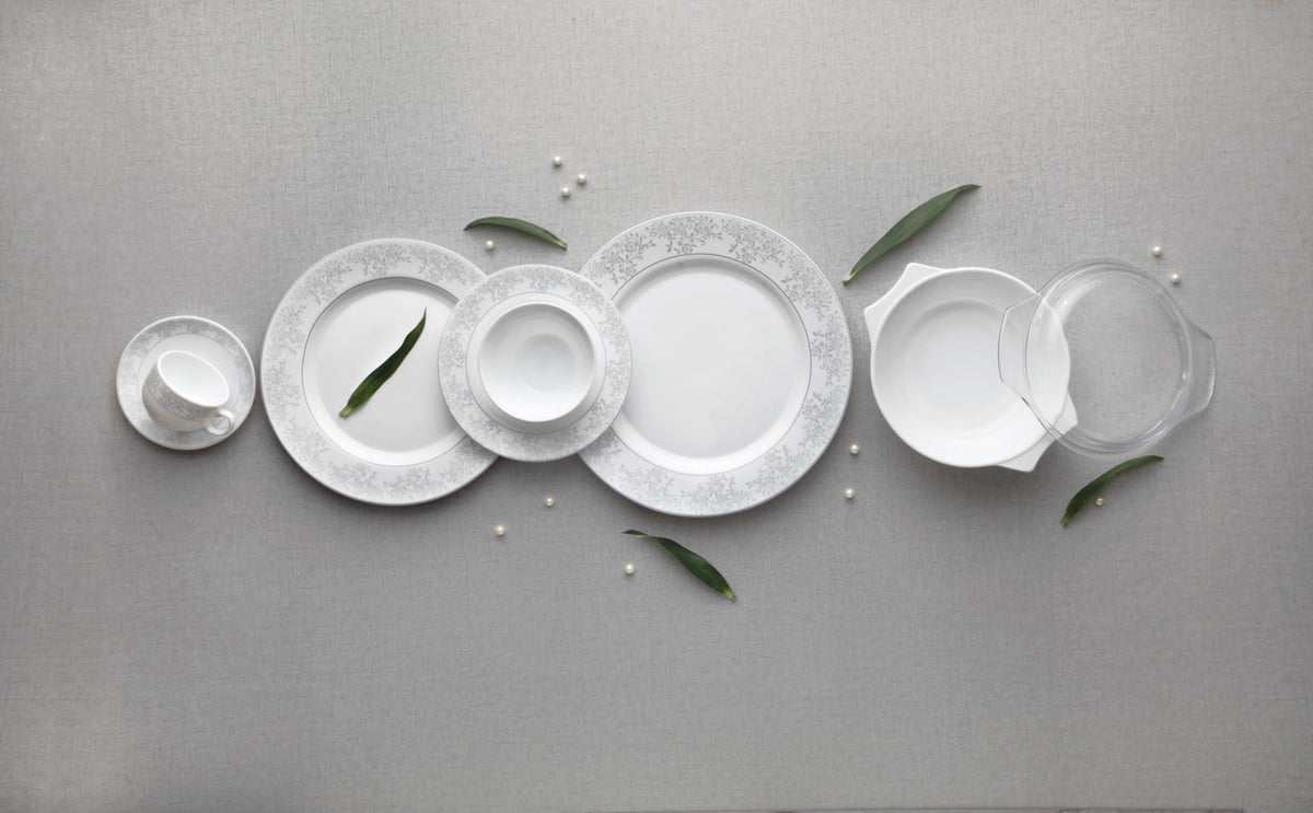 La Opala Diva Velvett Aria Grey Opalware Dinner Set (35 Pieces)