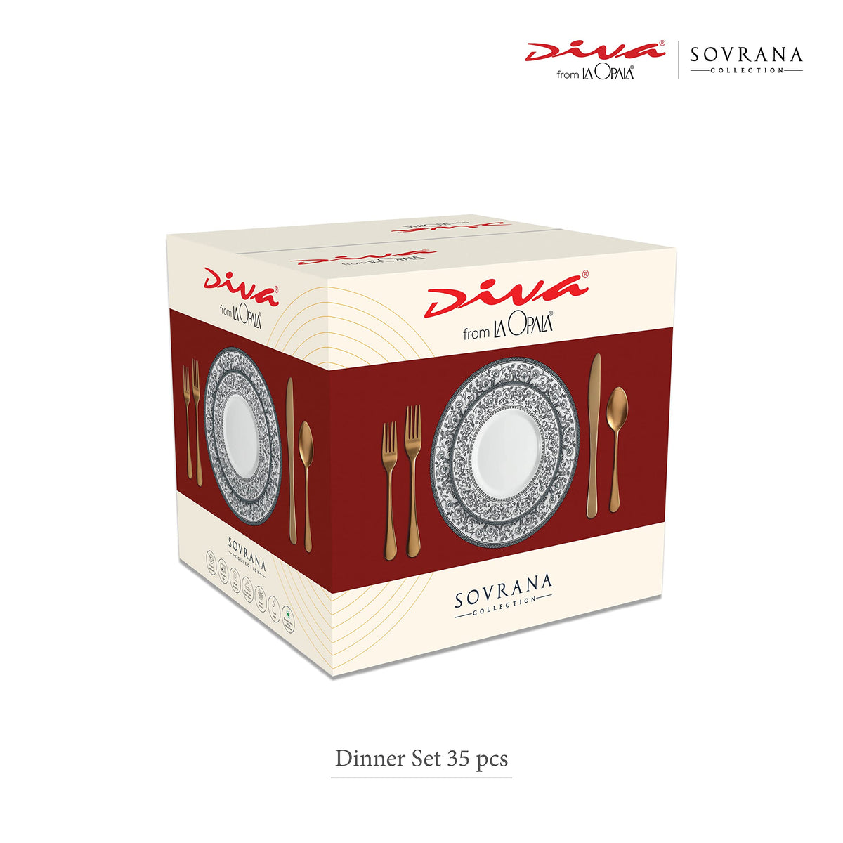 La Opala Diva Sovrana Regent Blue Opalware Dinner Set (35 Pieces)
