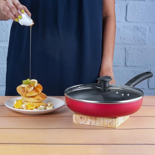 Vinod Zest Inducto Non-Stick Deep Frypan with Glass Lid (22 cm)