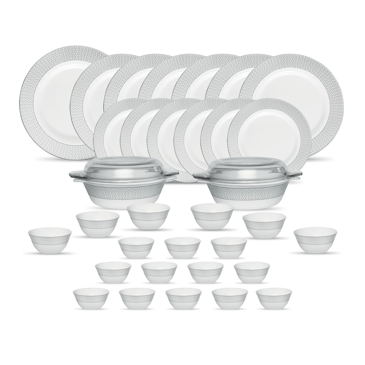 La Opala Diva Velvett Stella Grey Opalware Dinner Set (35 Pieces)