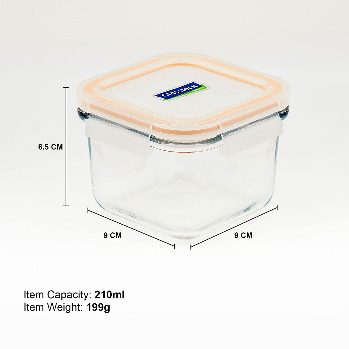 Glasslock Classic Square Glass Container (210 ml)