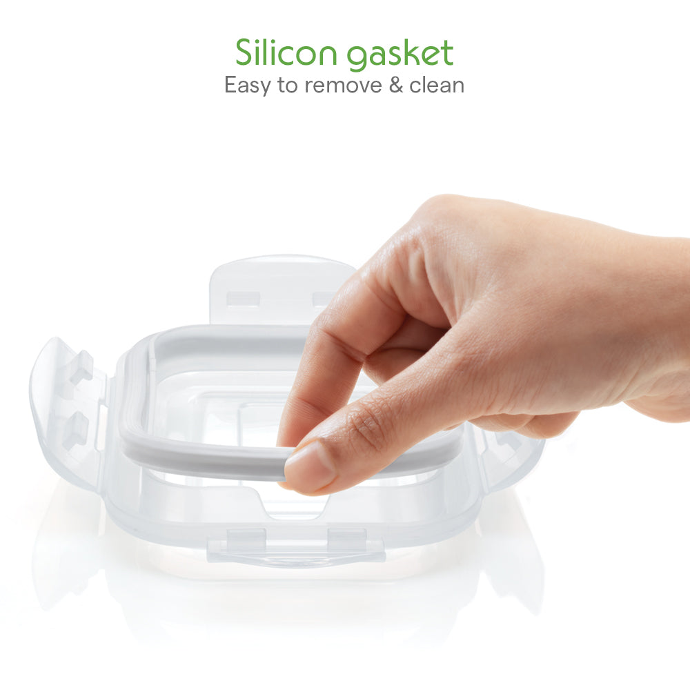 Borosil Klip N Store Square Glass Container (400 ml)