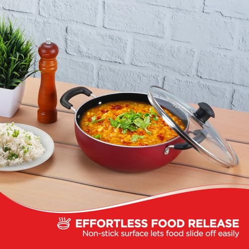 Vinod Zest Inducto Non-Stick Deep Kadhai with Glass Lid (2.6 L)