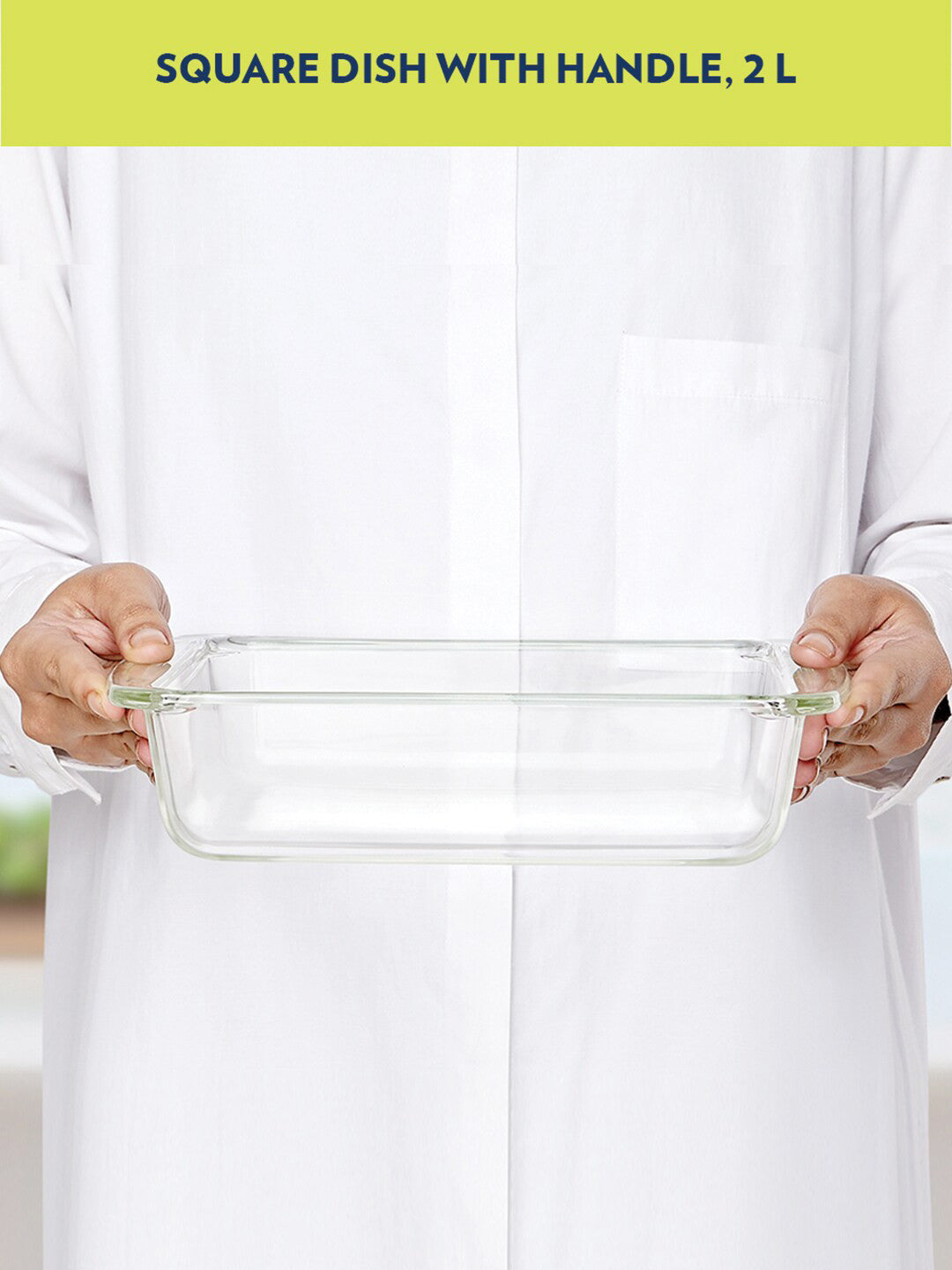 Borosil Square Dish with Handle Easy Grip (2 L)