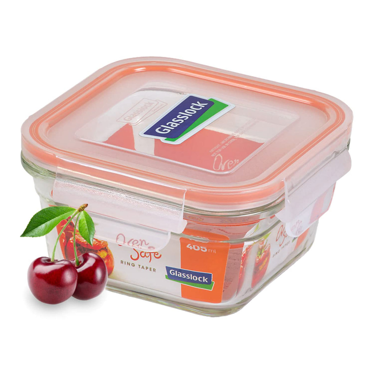 Glasslock Ring Taper Square Glass Container (400 ml)