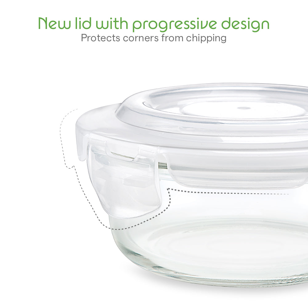 Borosil Klip N Store Round Glass Container (320 ml)
