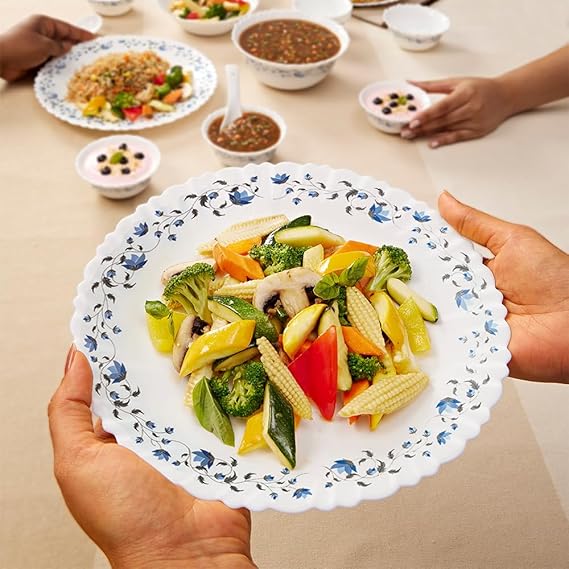 Larah by Borosil Helena Opalware Dinner Set – 35 Pieces