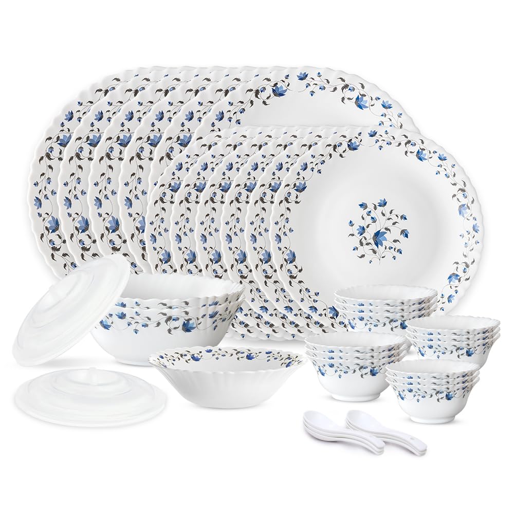 Larah by Borosil Helena Opalware Dinner Set – 35 Pieces