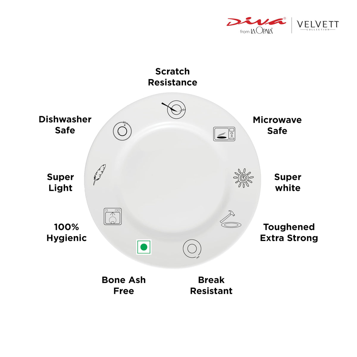 La Opala Diva Velvett Aria Grey Opalware Dinner Set (35 Pieces)