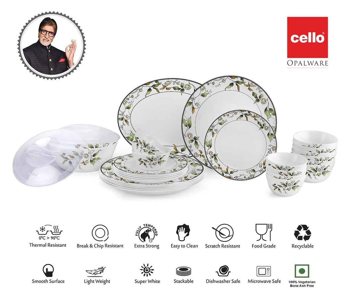 Cello Florenza Daniella Opalware Dinner Set (29 Pieces)