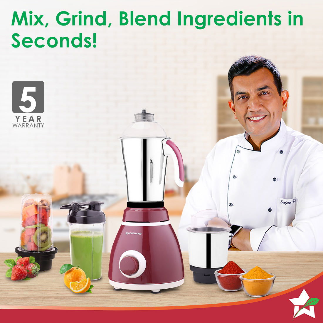 Wonderchef Acura Plus Mixer Grinder (750W)