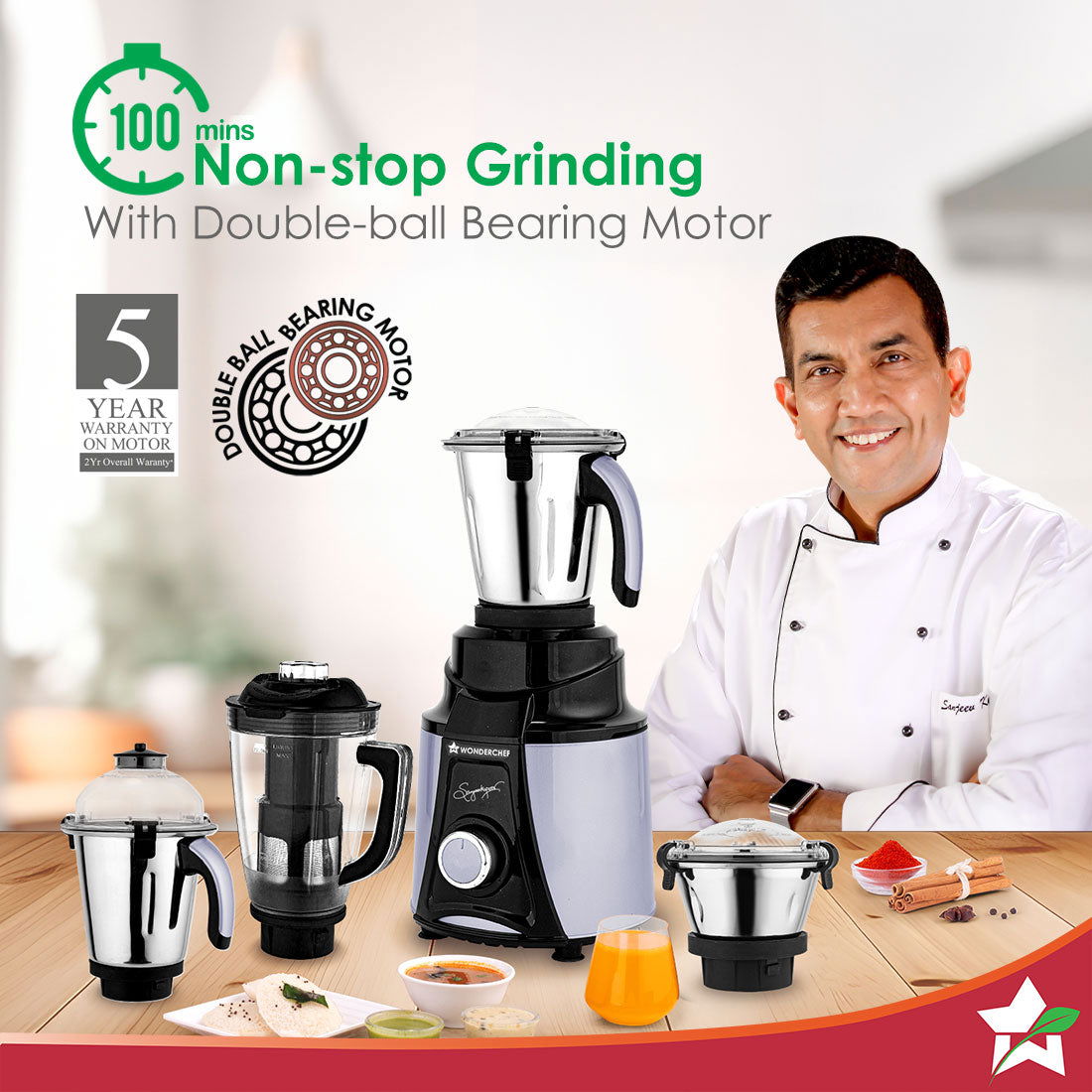 Wonderchef Galaxy Mixer Grinder (1000W)