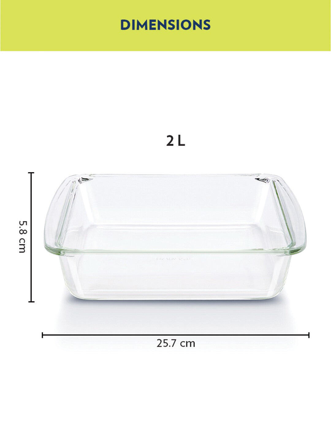 Borosil Square Dish with Handle Easy Grip (2 L)