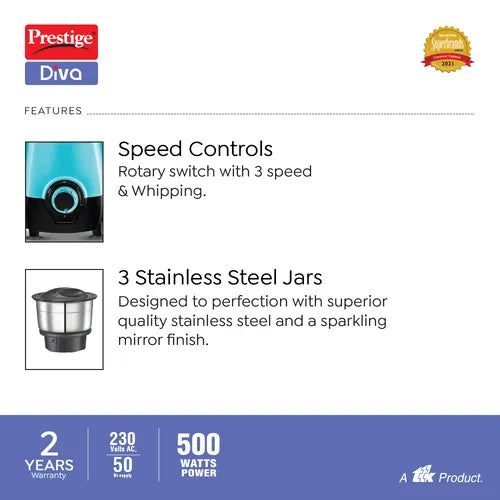 Prestige Diva 500W Mixer Grinder