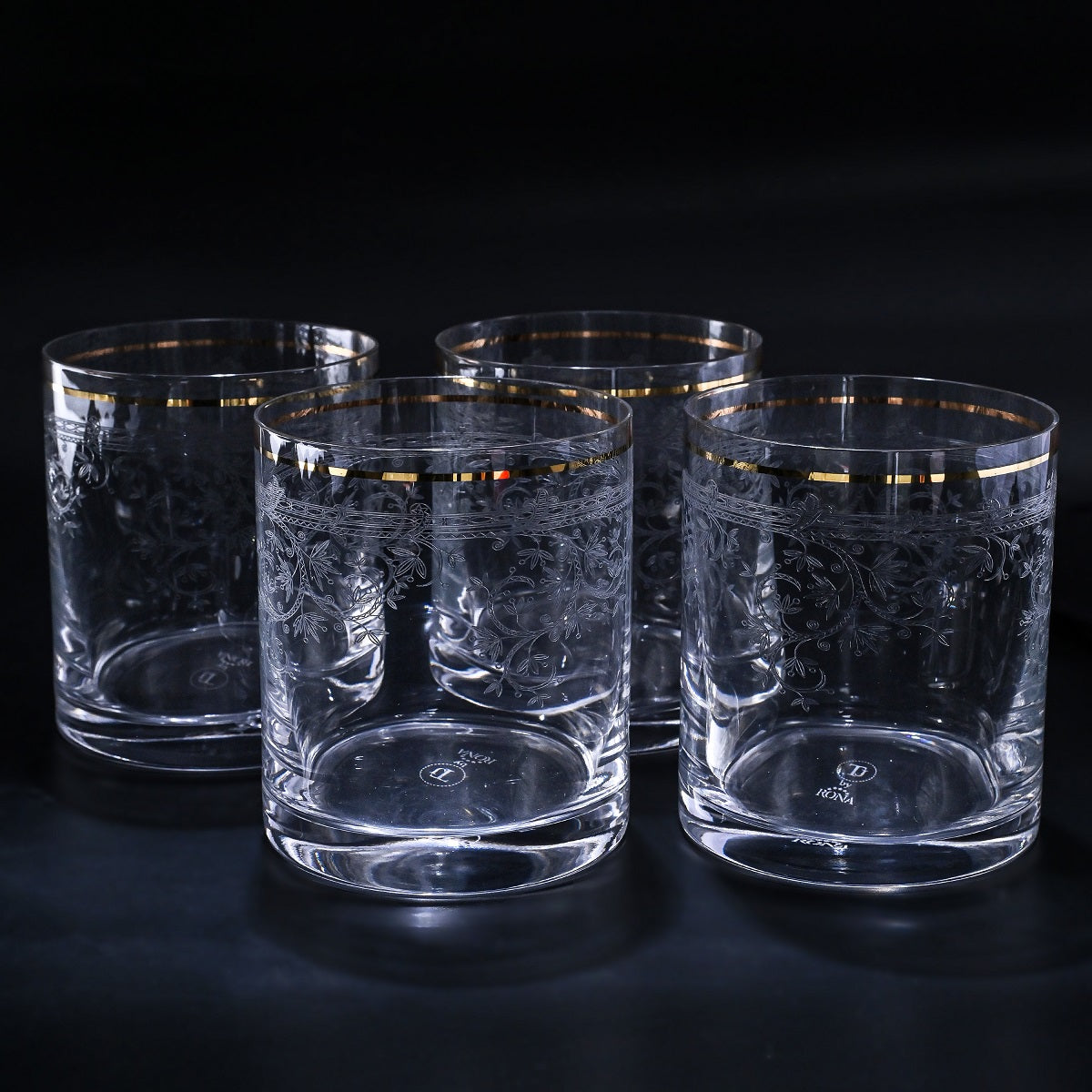 RONA Panto Gold-Rim Whisky Glass, Set of 4