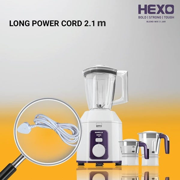 Hexo 1000W Mixer Grinder with 3 Jars