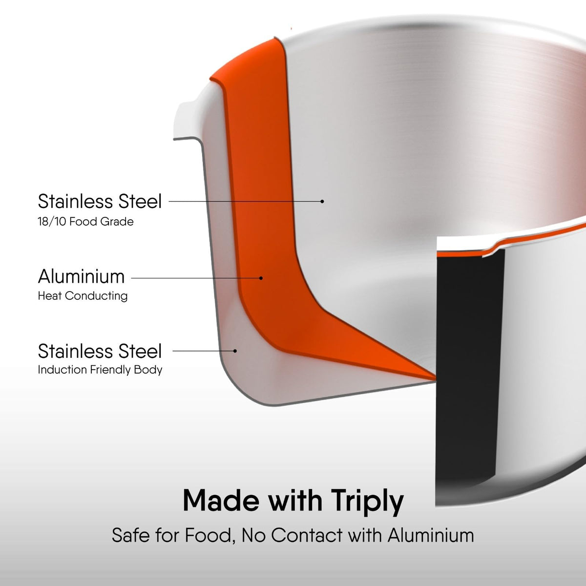 Stahl Xpress Triply Stainless Steel Pressure Cooker 3L Tall ISI Certified Induction & Gas Compatible