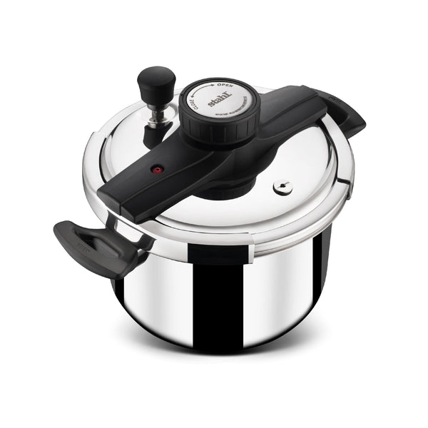 Stahl Triply Stainless Steel Versatil 5L Pressure Cooker with Lid Induction & Gas Compatible Inner Lid Premium 3-Layer Stainless Steel Cooker