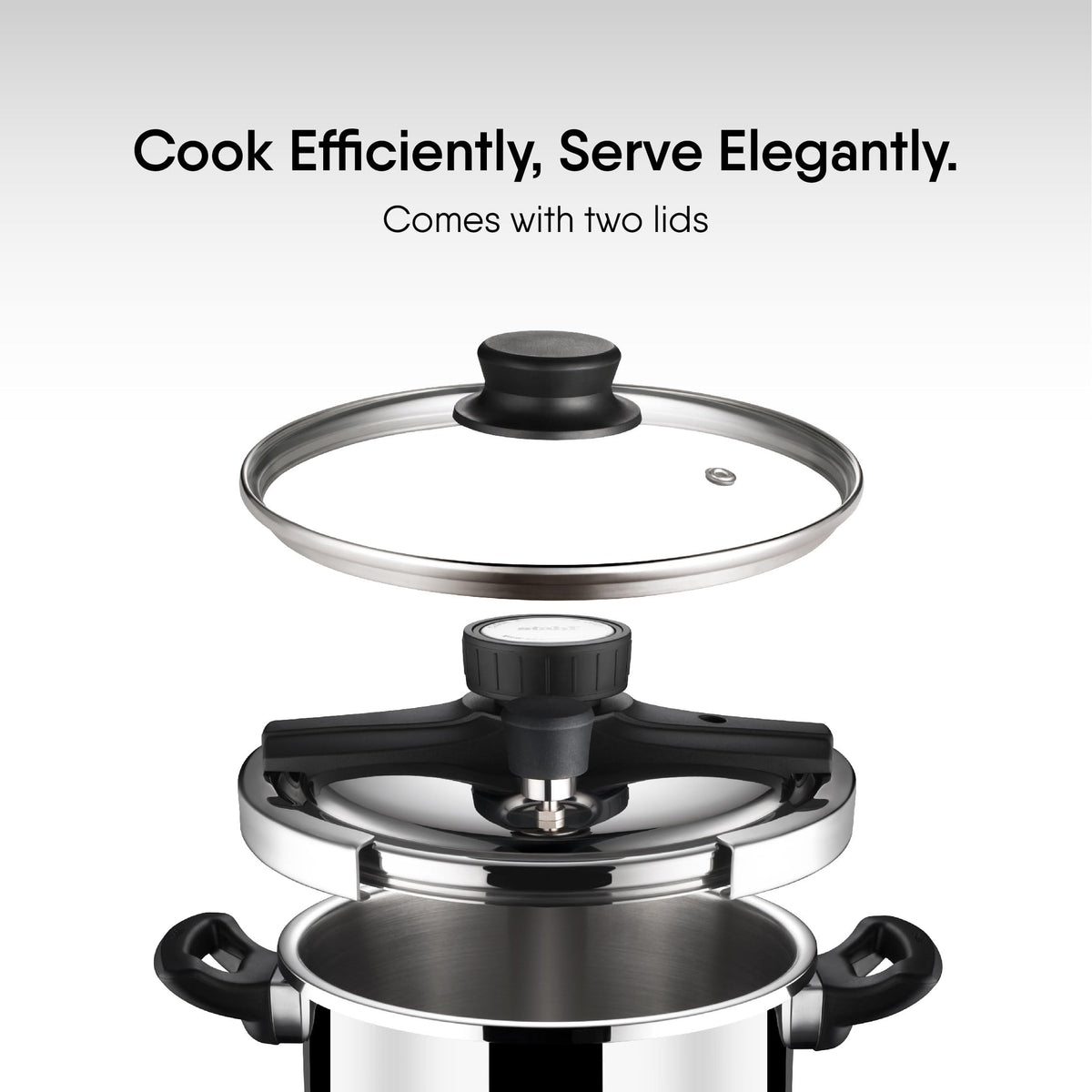 Stahl Triply Stainless Steel Versatil 5L Pressure Cooker with Lid Induction & Gas Compatible Inner Lid Premium 3-Layer Stainless Steel Cooker