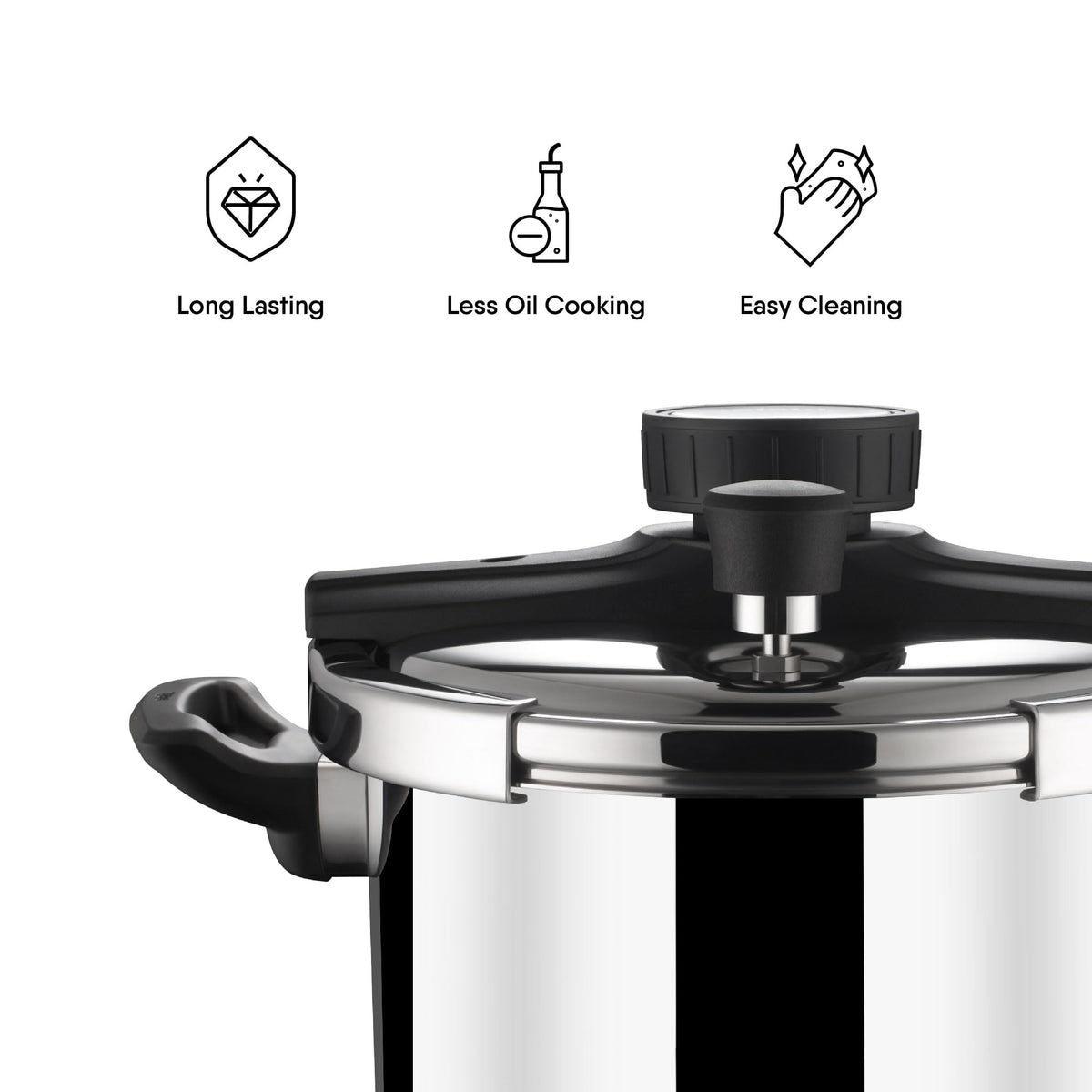 Stahl Triply Stainless Steel Versatil 5L Pressure Cooker with Lid Induction & Gas Compatible Inner Lid Premium 3-Layer Stainless Steel Cooker