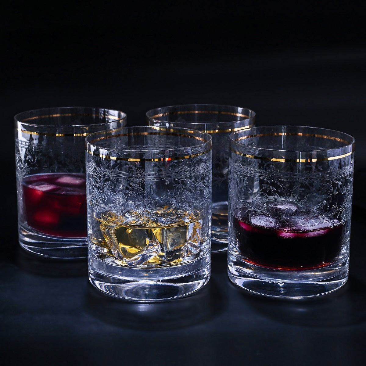 RONA Panto Gold-Rim Whisky Glass, Set of 4
