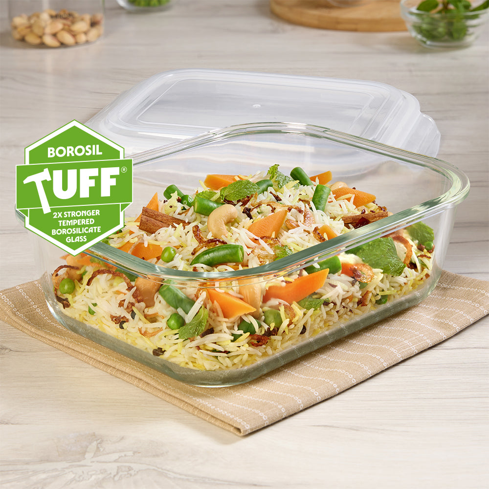 Borosil Klip N Store Rectangle Glass Container (2 L)