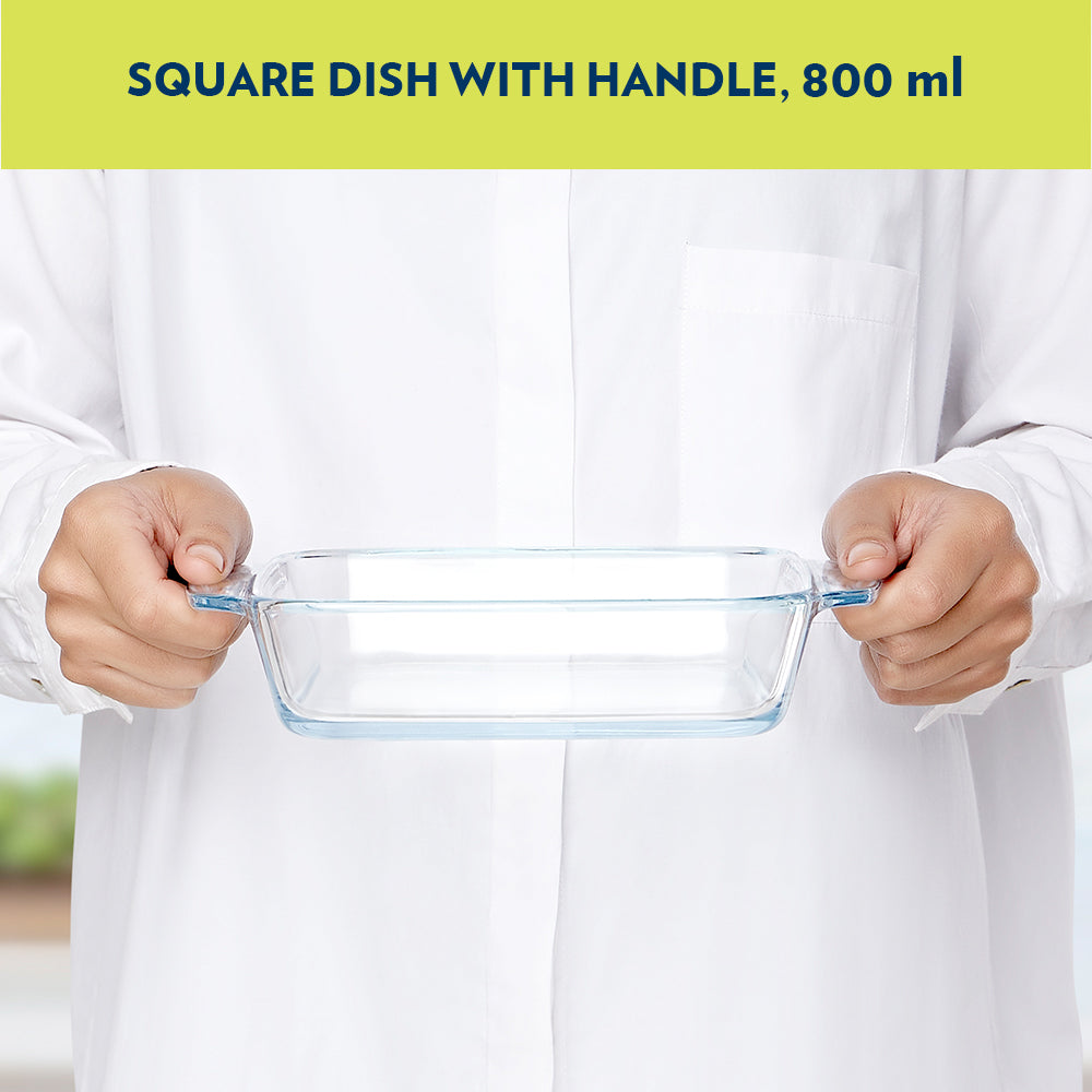 Borosil Square Dish with Handle without Lid (800 ml)