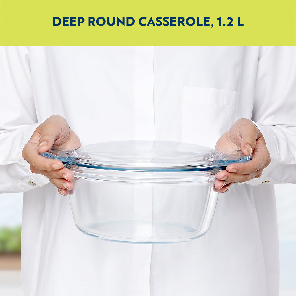 Borosil Deep Round Casserole (1.2 L)