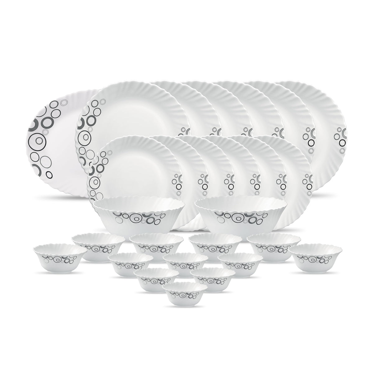 La Opala Diva Classique Misty Drops Opalware Dinner Set (27 Pieces)