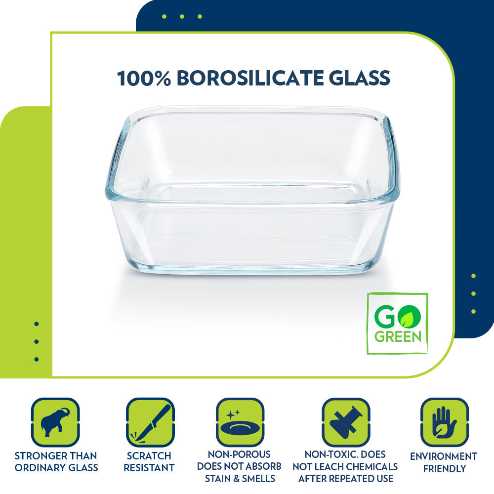 Borosil Square Dish with Plastic Lid (0.5 L)