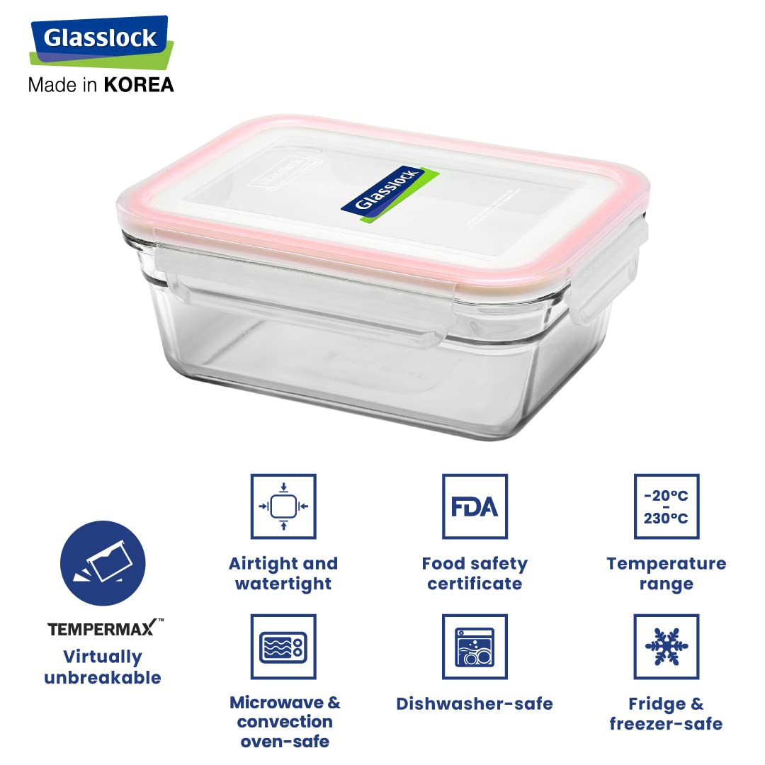 Glasslock Ring Taper Rectangle Glass Container (480 ml)