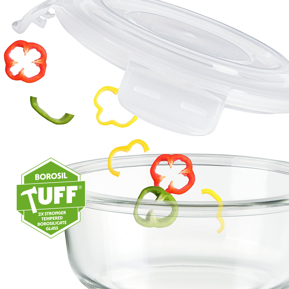 Borosil Klip N Store Round Glass Container (620 ml)