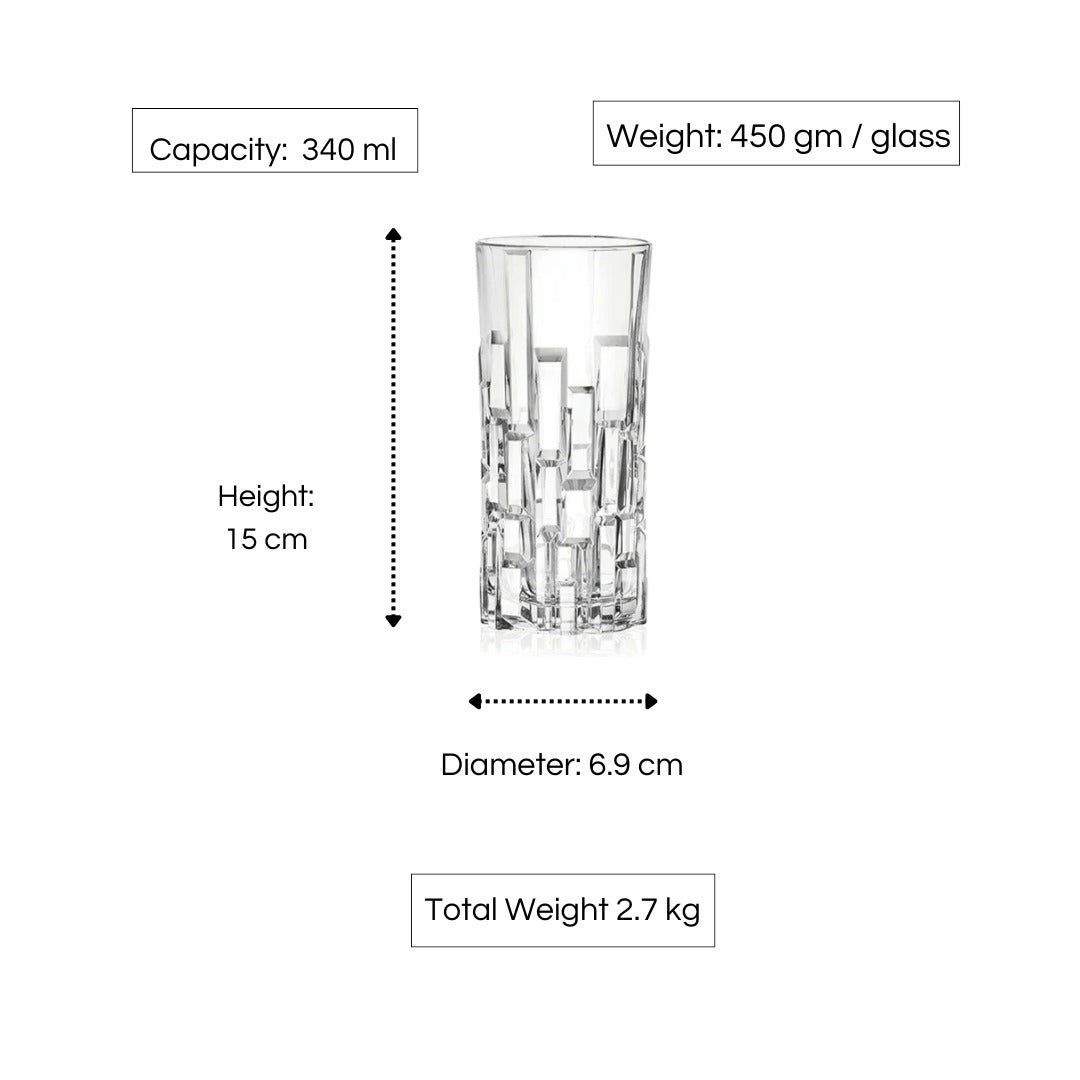 RCR Etna Highball Tumblers, Set of 6 (340 ml)