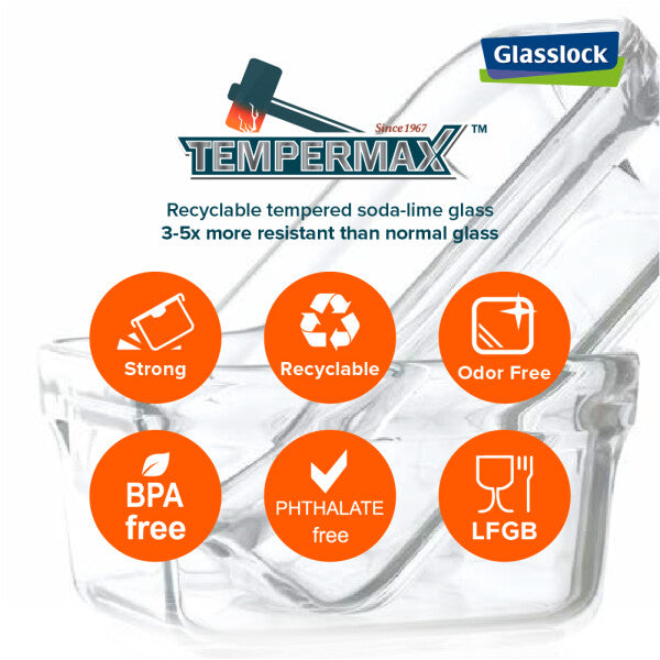 Glasslock Classic Rectangle Glass Container (2000 ml)