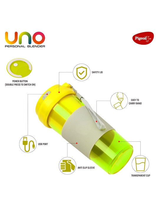 Pigeon Uno Portable Blender Juicer Mixer Grinder (Green, 330ml)