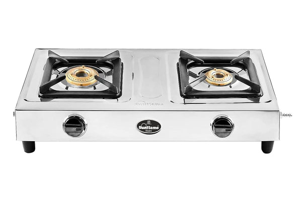 Sunflame Shakti Stainless Steel Gas Stove (2 Burner, Manual Ignition)