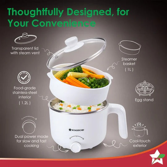 Wonderchef Luxe Multi-Cook Kettle (Ivory, 1.2 Litre)