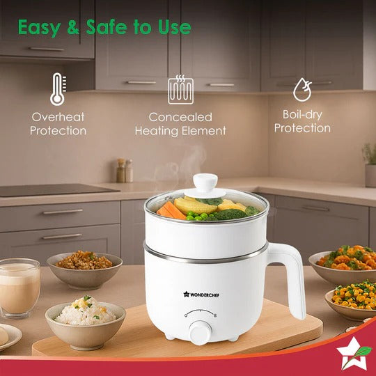 Wonderchef Luxe Multi-Cook Kettle (Ivory, 1.2 Litre)