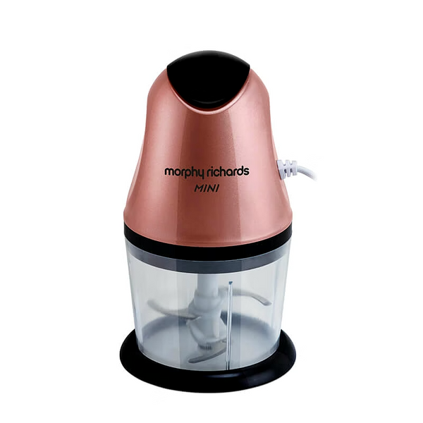Morphy Richards Mini Electric Chopper, 4 Stainless Steel Blades (840 ml Bowl, Rose Gold)