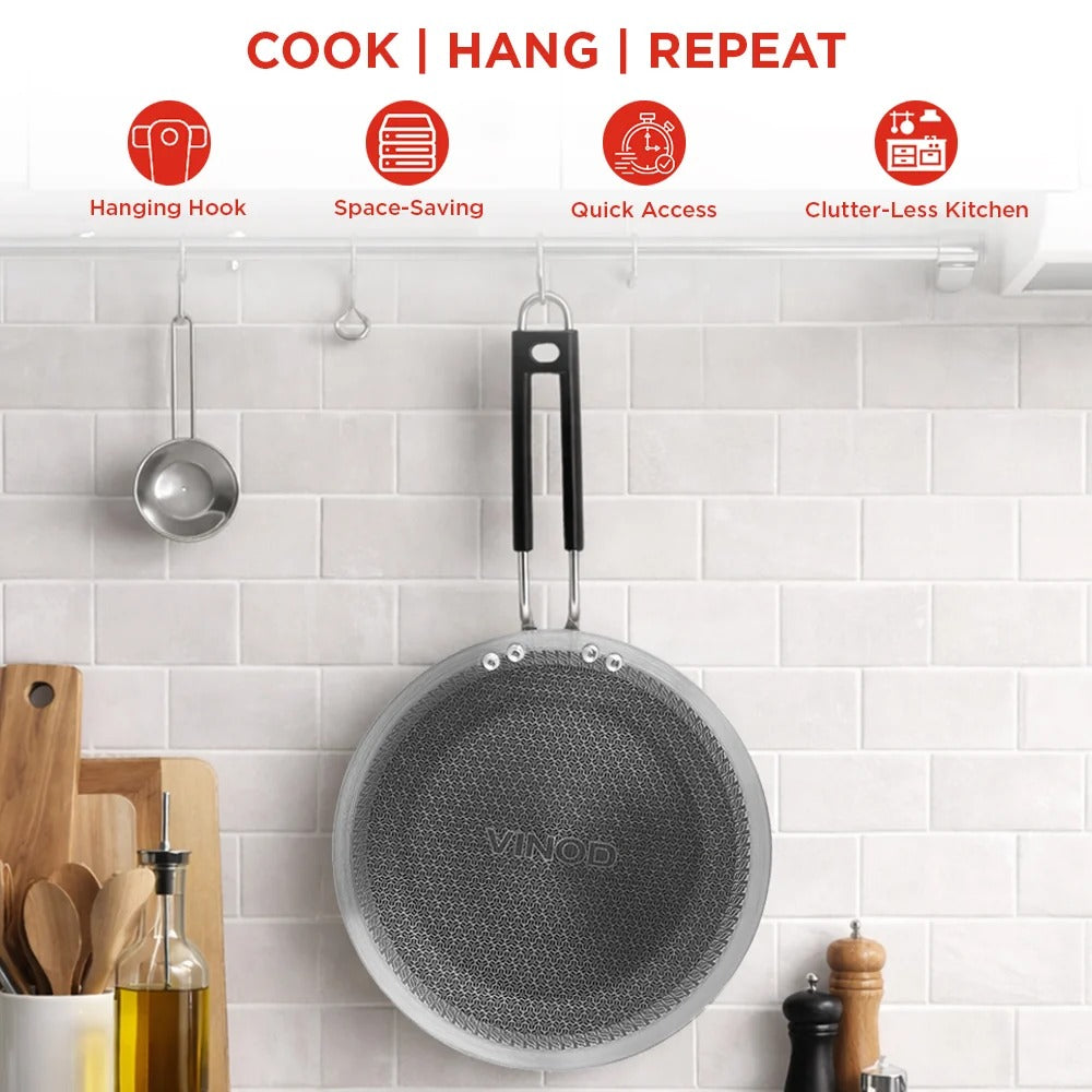 Vinod Platinum Triply Stainless Steel SAS Pro Concave Tawa (25 cm)